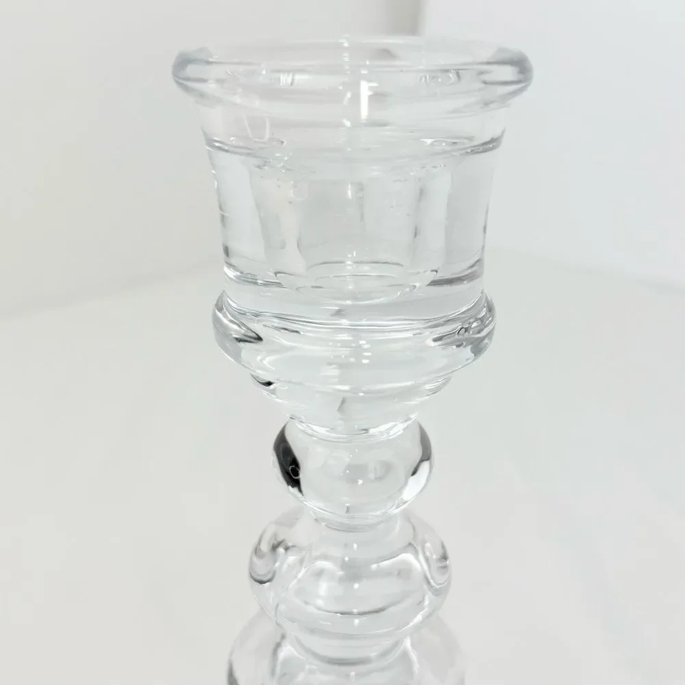 Elements Clear Glass Rounded Tiered Taper Candle Holder